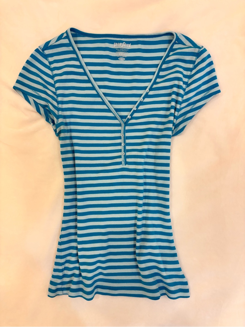 Vintage Y2K Old Navy Striped Fitted Henley Top